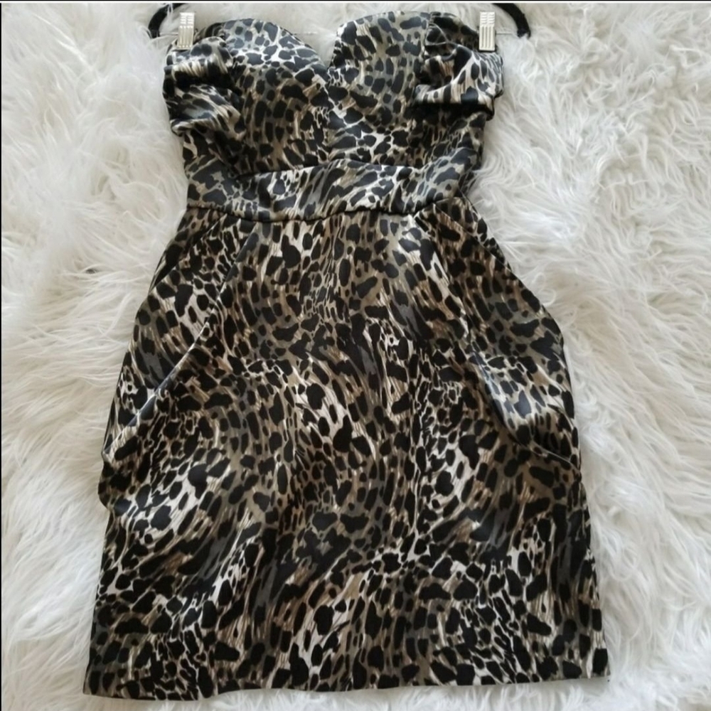 Wishes Wishes Wishes Strapless Mini Cheetah Animal Print Dress Juniors size 7